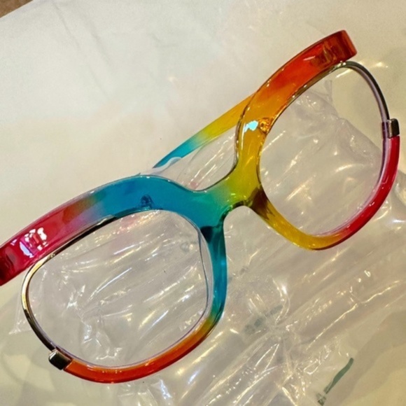 New Women Oversize Frame Rainbow Glasses Blue Light Blocking - Picture 11 of 16